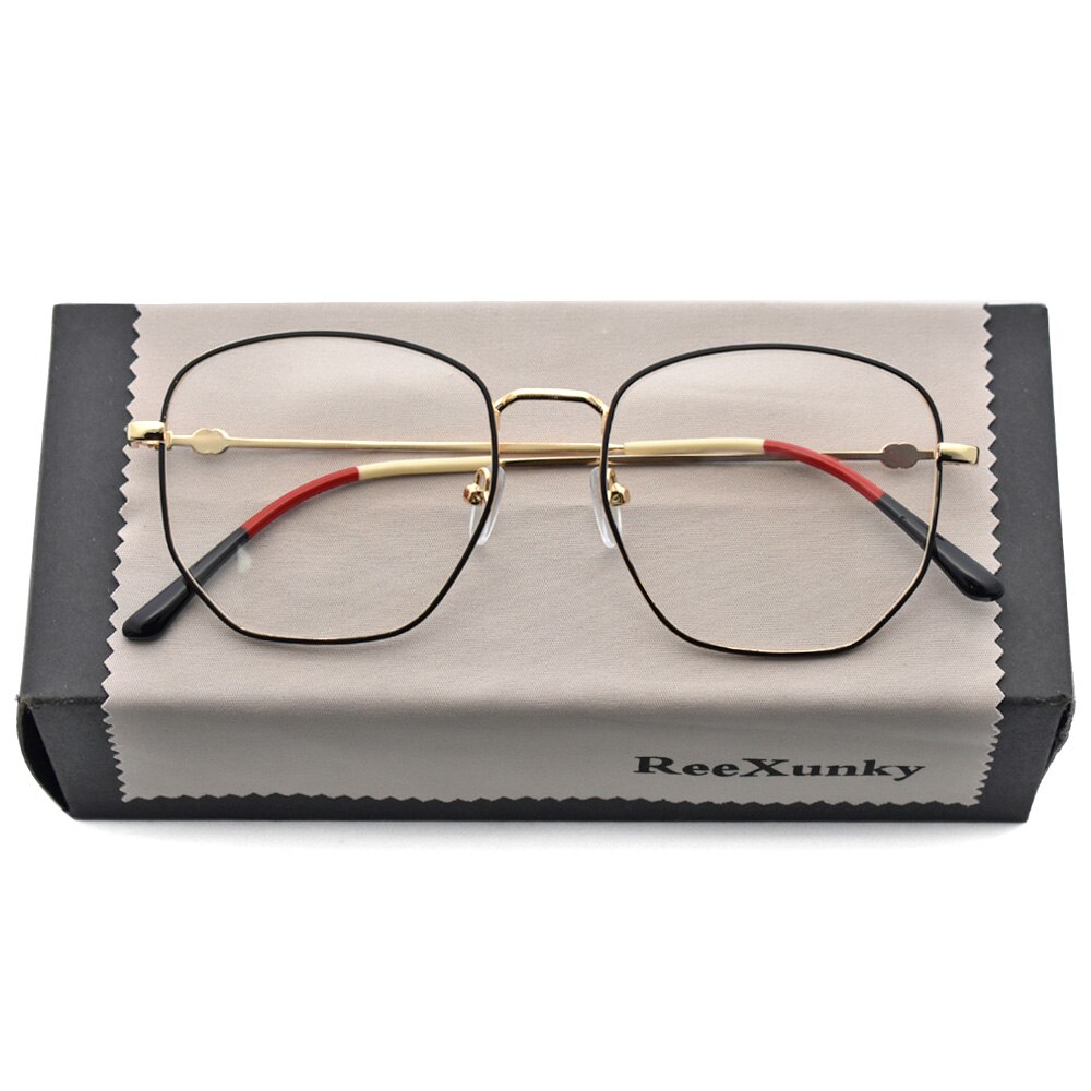 Unisex blauwlichtblokkerende computerbril voor dames, vierkant, anti-vermoeidheidsbril voor heren, bescherming tegen bijziendheid, optische gamingbril: Zwart goud