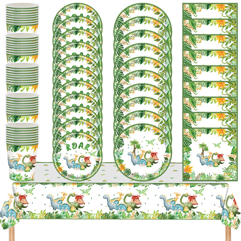 Dinosaurus Verjaardag Decoratie voor Jongen Dinosaurus Thema Servies Borden Kopjes Servetten Tafelkleed Banner Kids Feestartikelen Gunst