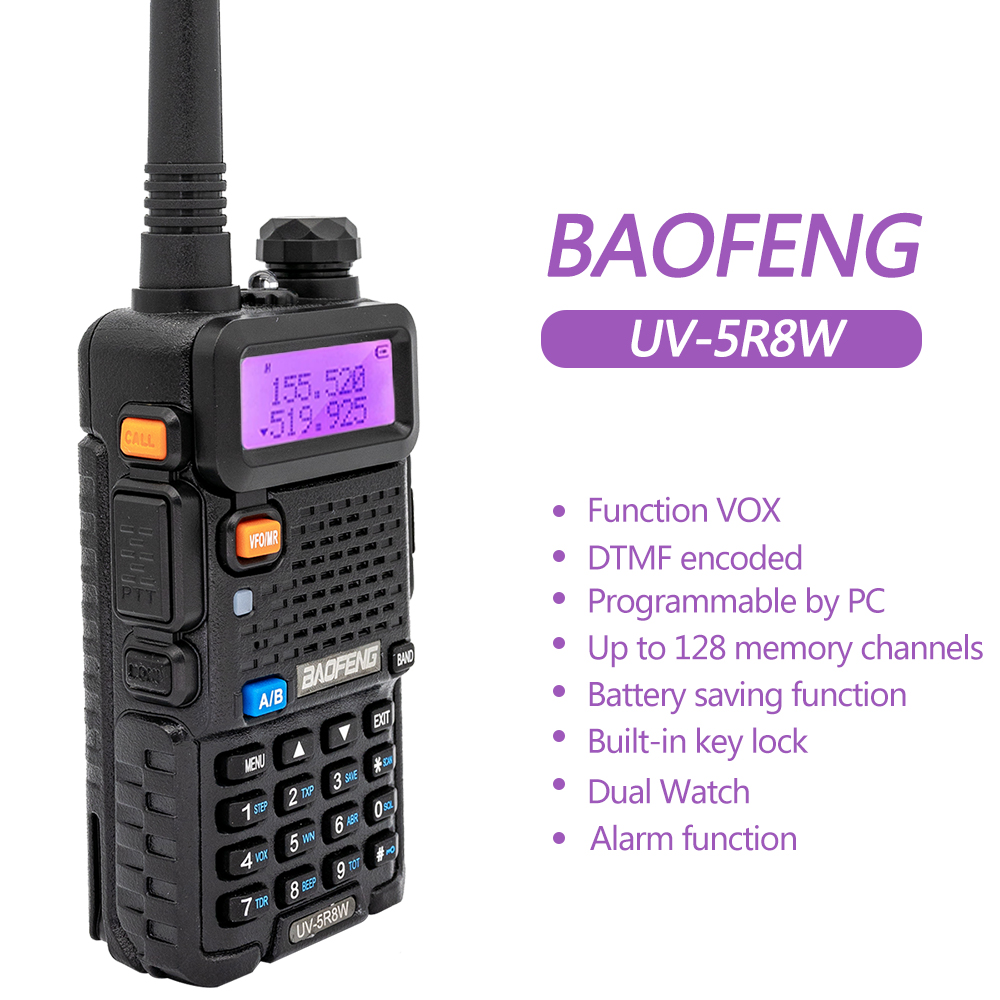 Baofeng Walkie Talkie UV 5R 5W 8W Dual Band Ham Two Way Radio Vhf Uhf FM Radio Handheld Transceiver Jagd 16KM