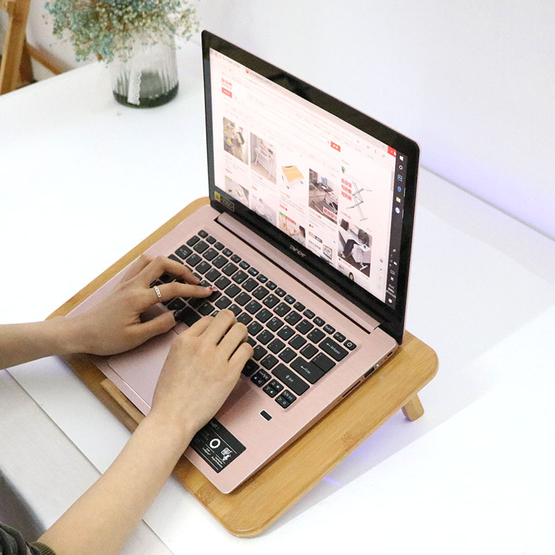Wood Laptop Stand With Dual Fan Radiator For Desk 10-17.3 Inch Macbook Air Pro 13 15 Wooden Notebook Holder Computer Accessories