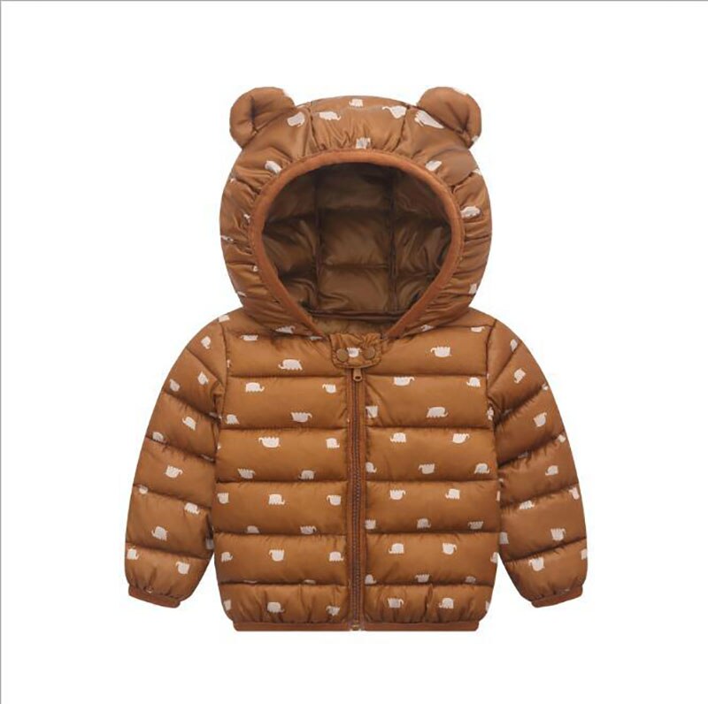 Winter Warm Baby Jassen Meisjes Jongens Kids Jassen Hooded Lange Mouwen Katoen Cartoon Baby Kleding Mode Peuter Bovenkleding Herfst: Brown / 12M