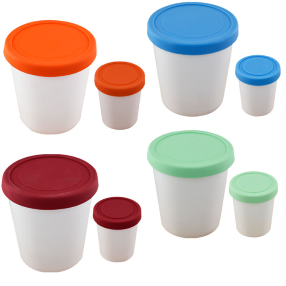 Ice Cream Cups Container Dessert Freezer Storage Cup Tub Lid Containers Plastic Round Tubs Dessert Food Storage Container