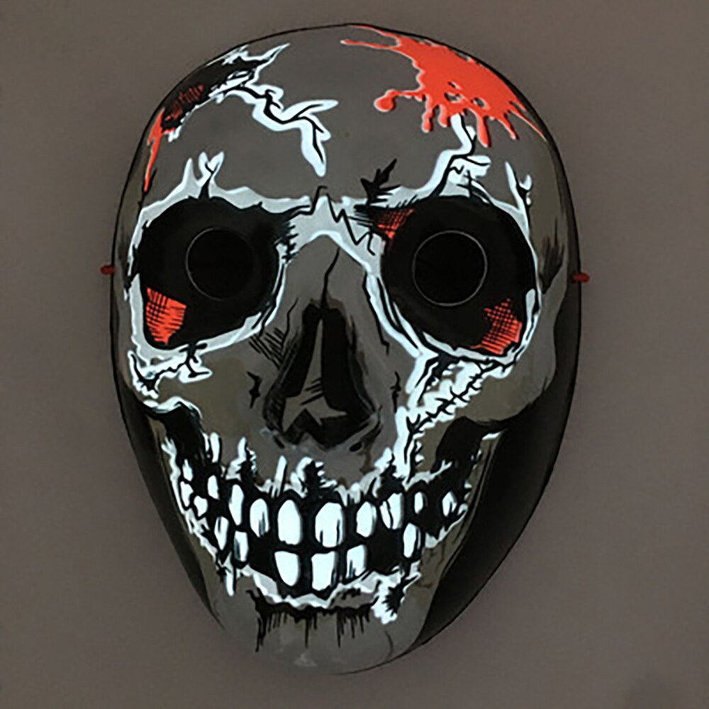 Clown LED Mask Halloween Party Mask Neon Light Up Luminous Wire Purge Scary: N12 cracked skeleton