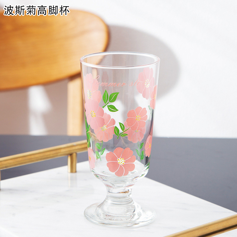 Holaroom-cáliz de flores para beber leche y zumo, vasos de vino con de margaritas y tulipanes, taza de café, vaso de vidrio práctico para agua: Cosmos