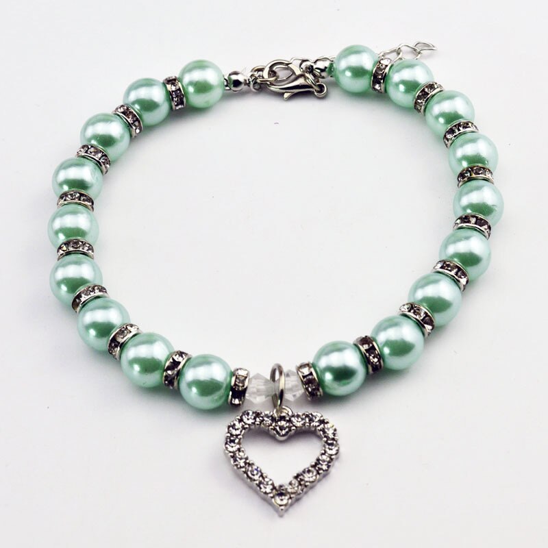 Schattige Hond Ketting Liefde Hanger Voor Kleine Honden Katten Supplies Pet Puppy Hond Kat Parel Sieraden Decoratieve Kraag Hond Accessoires: Blauw / L