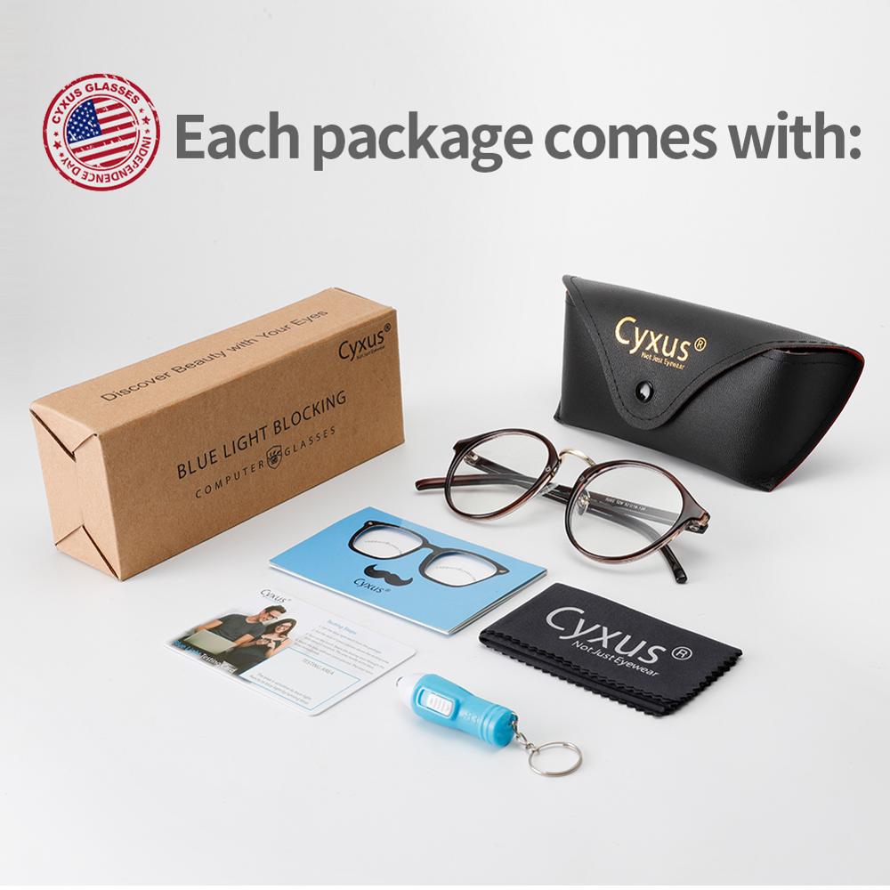 Cyxus, gafas de ordenador con bloqueo de luz azul para Anti UV y ojo, gafas coreanas con montura redonda, cristales transparentes para mujeres y hombres, gafas 8065