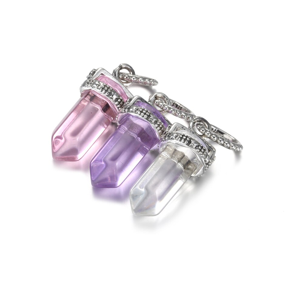 Authentieke S925 Zilveren Amulet Hanger Voor Vrouwen Kettingen Diy Sieraden Wit Roze Paars Bead
