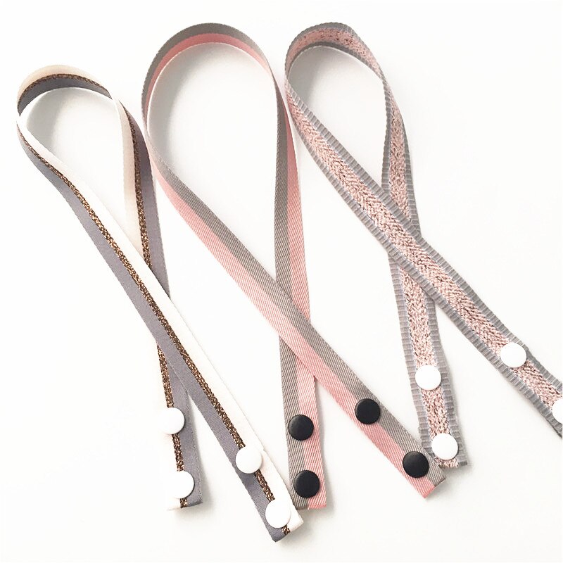 Lanière de porte-masque en tissu, 1.5 cm de largeur, 3 pièces par Lot: Grey Wh Gr Pink Pink