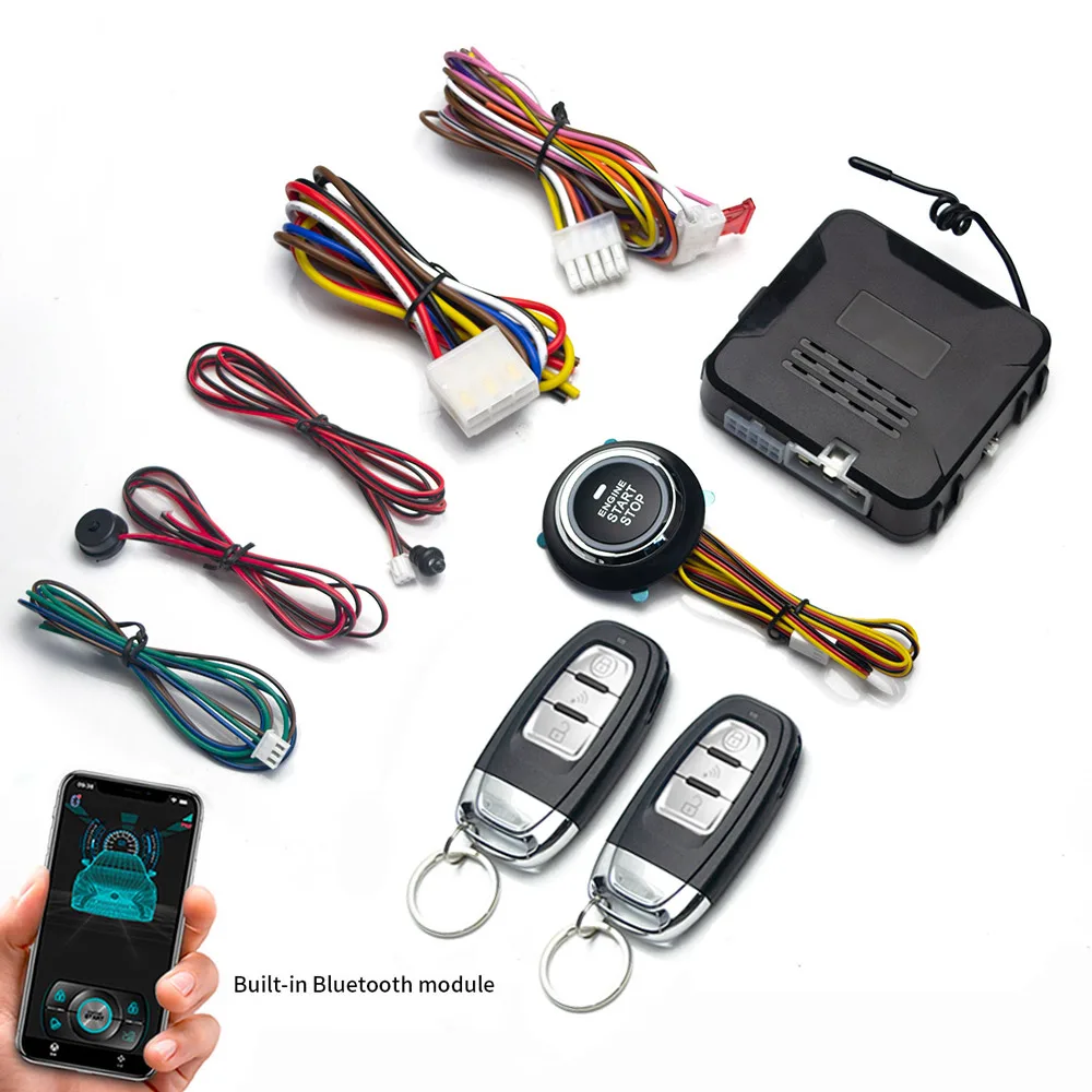Fernstarter und Autoalarm, intelligente App, Fernstart-Stopp-System für Autos, Motor--Anfang-System mit automatischer Zündknopf: Schwarz