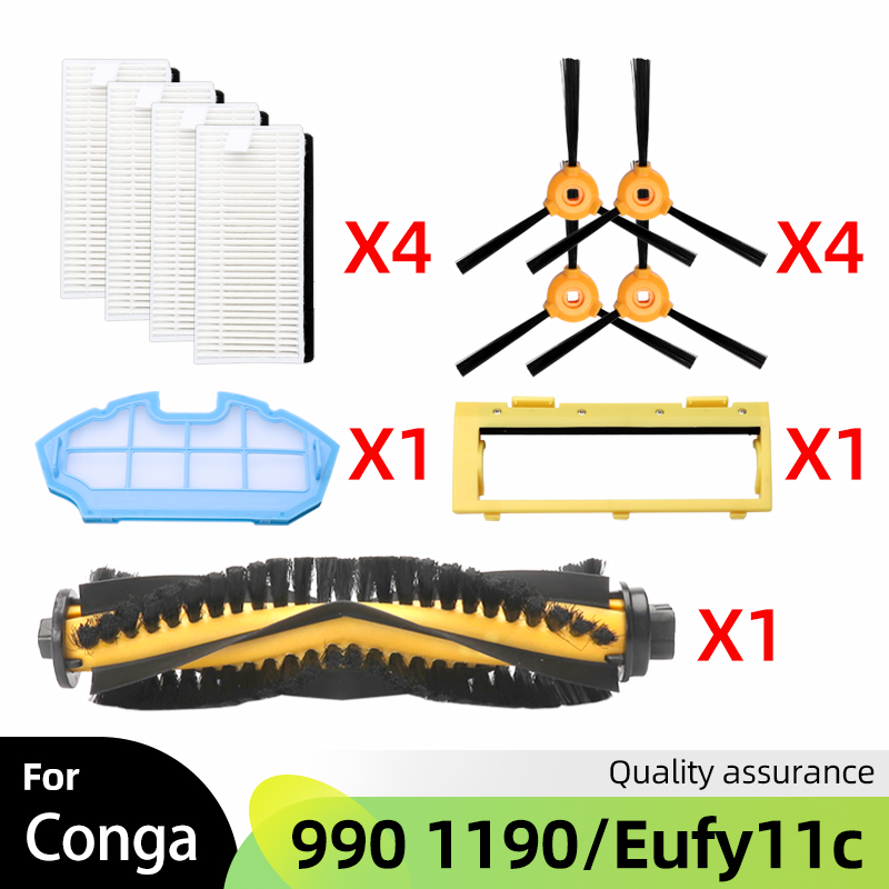 For Cecotec Conga Excellence 990 Conga 1190, Eufy RoboVac 11 11C, Ecovacs N79S Spare Parts Main Side Brush Hepa Filter Accessory: green