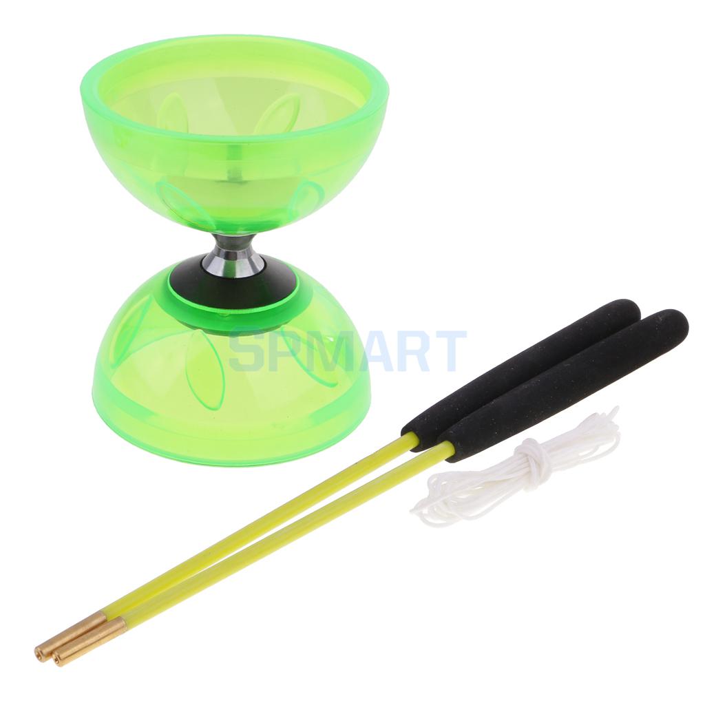 3 Triple Lager Jongleren Diabolo Speelgoed Met String Metal Sticks Kids Chinese Yoyo Professionele Educatief Speelgoed 13/10.5 Cm Diameter: Green Large Size