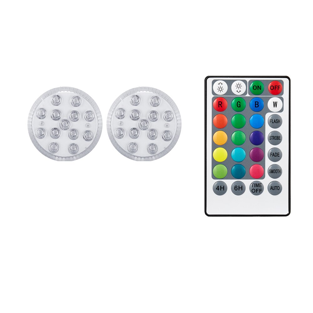 IR remote distance Magnetic Submersible 13 Led Light Outdoor Pond Fountain Vase Garden Swimming Pool Underwater Night Lamp: 1 controller 2 light