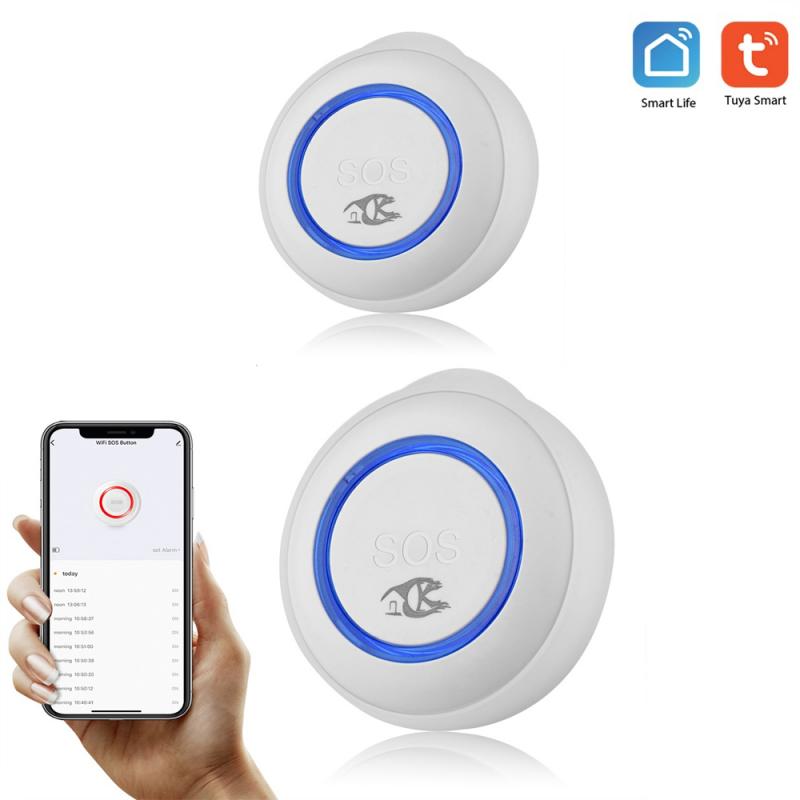 TUYA Smart Wireless Sensor Elderly Alarm Wifi SOS Button Emergency Help Alarm Switch Waterproof Smart Home Control Smart Life: 2pcs