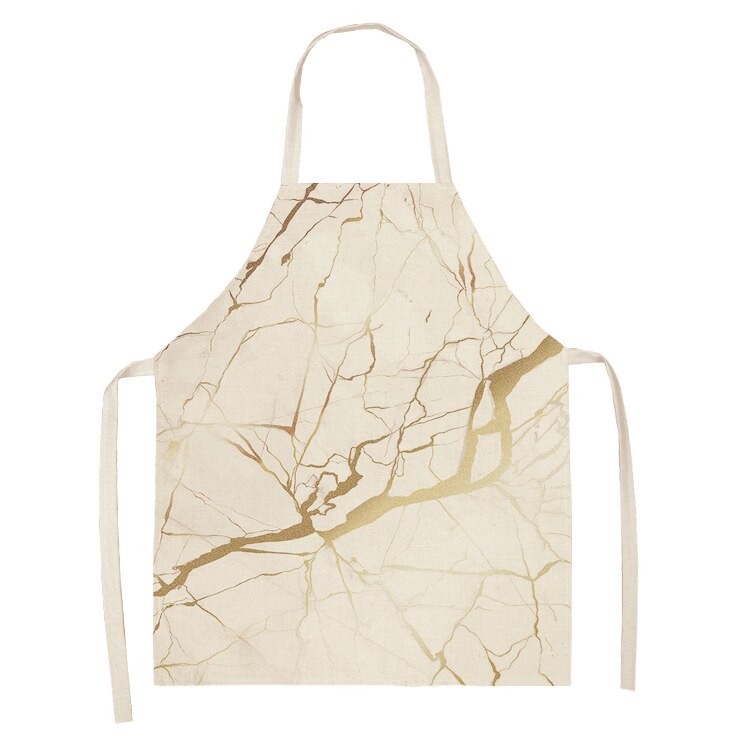 1Pcs Marmer Patroon Gedrukt Cleaning Art Schorten Thuis Koken Keuken Schort Kok Dragen Katoen Linnen Volwassen Slabbetjes 53*65Cm WQ0110: 2WQ-WQ0110-7