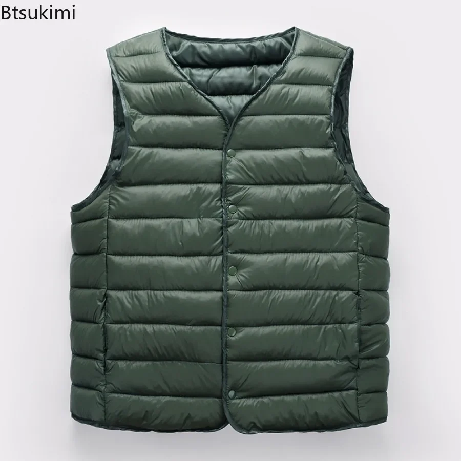 Herfst Winter Heren Mode Mouwloze Donzen Katoenen Vesten Warm Lichtgewicht Binnenkleding Vesten Casual Veelzijdig Man Vest Jas