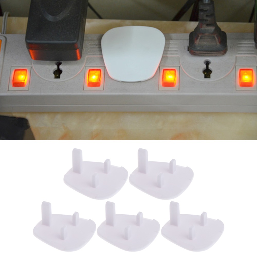 5Pcs UK Power Socket Outlet Mains Plug Cover Baby Child Safety Protector Guard White