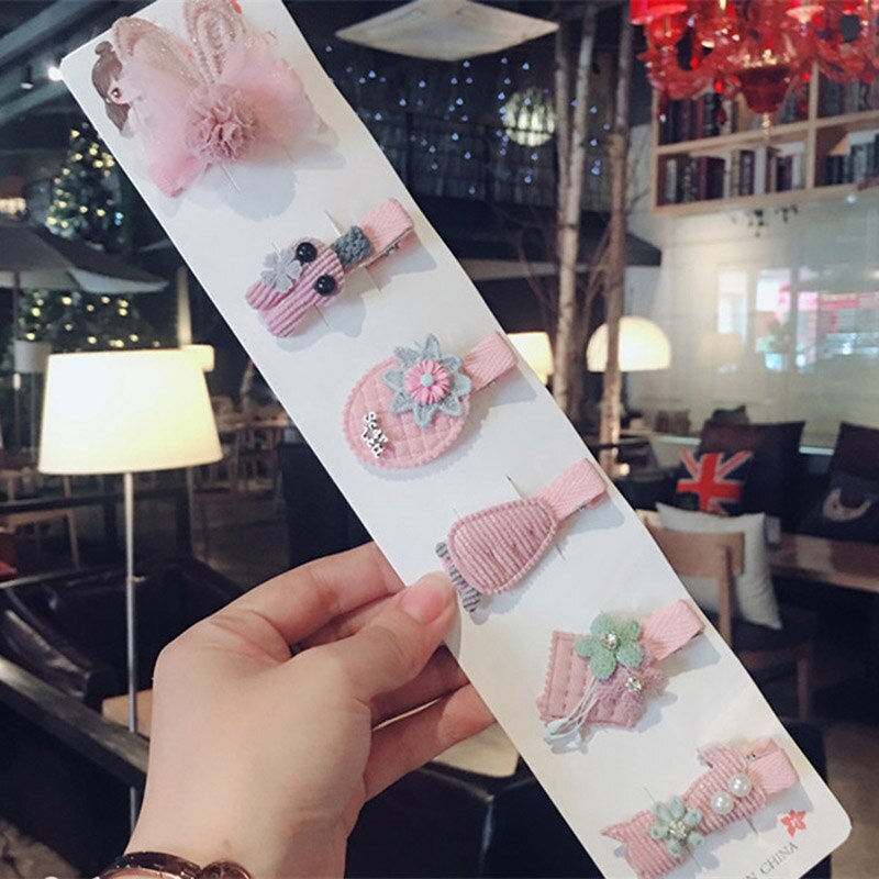 Pinces à cheveux de dessin animé pour bébé, 6 pièces, nœuds mignons, fleur, princesse, épingles à cheveux pour filles, couvre-chef, accessoires pour enfants: rabbit ball