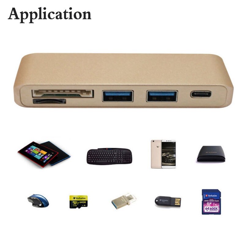 Multifunctionele 5-In-1 USB-C 3.1 Type-C Hub USB 3.0 Combo PD Power Levering SD/ TF Micro SD Kaartlezer Voor MacBook Chromebook