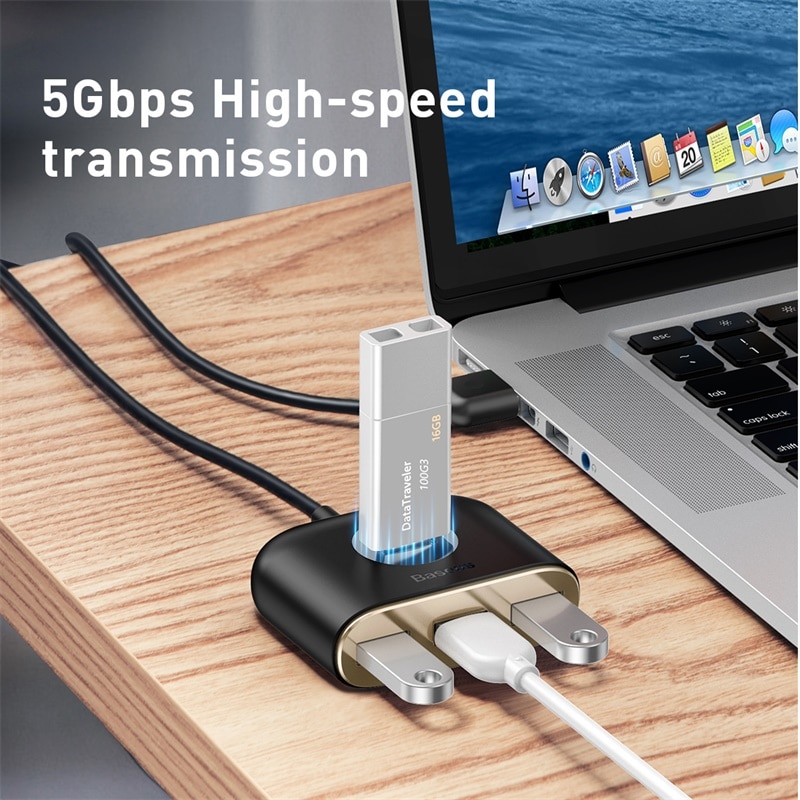 Baseus USB HUB USB3.0 naar USB3.0*1 + USB2.0*3 voor MacBook Pro Air USB 2.0 HUB LED USB Splitter voor PC Computer Accessoires