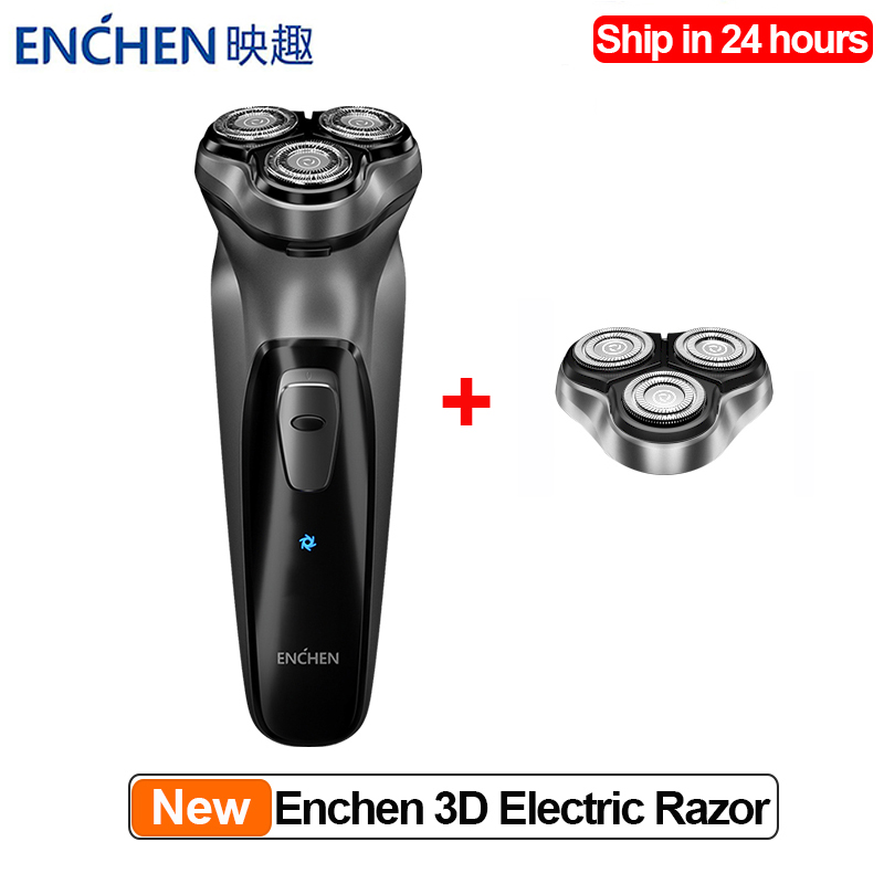 Afeitadora eléctrica 3D Enchen Black Stone, 3 protectores de bloqueo flotante, afeitadora recargable para Barba, cortadora de afeitar, USB tipo C para hombres