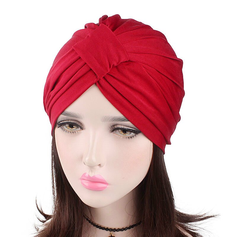 Nouvelle femmes Hijab chapeau coton Turban dôme casquette chapeaux pour musulman Hijab tête foulards dames Bonnet chapeau Turban chapeau: Rouge