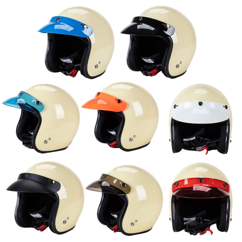 Lente de visera de burbuja para casco de motocicleta, 3-Snap, 3/4, Retro, cara abierta, D7YA