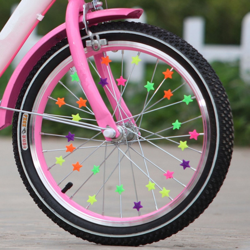36Pcs Kleurrijke Fiets Wheel Spoke Kralen Kinderen Clip Decoratie Fiets Kleurrijke Plastic Bead Baby Kid Fietsen Accessoires