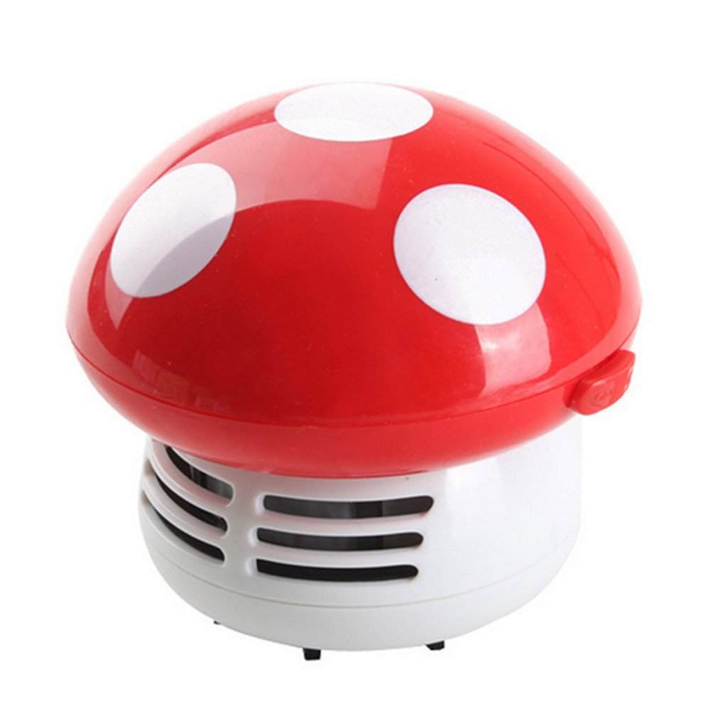 Cute Mini Mushroom Corner Desk Table Dust Vacuum Cleaner Sweeper: Red