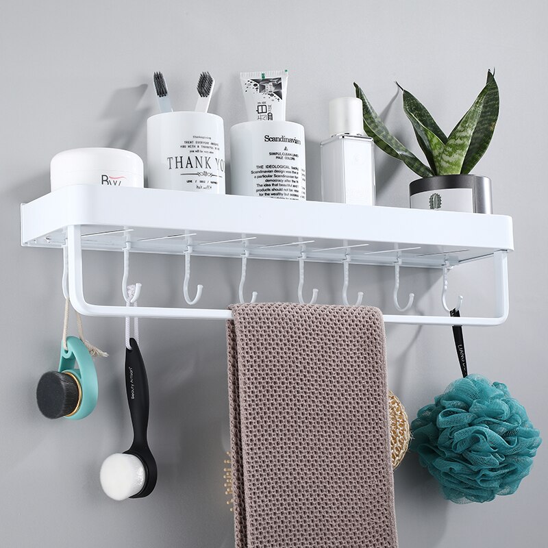 Witte Ruimte Aluminium Badkamer Planken Enkele Tier Rack Shampoo Plank Keuken Plank Badkamer Rack