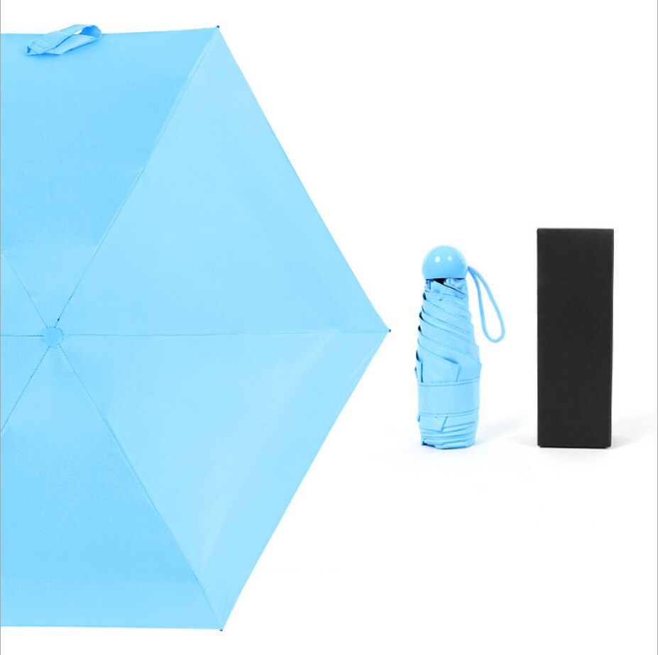 Paraguas Mini cápsula para mujer, paraguas transparente de bolsillo Anti-UV, paraguas plegable a prueba de viento, paraguas compacto para lluvia para niños: Blue