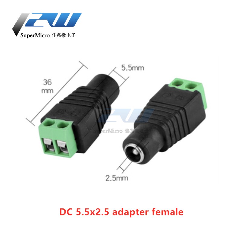 10pcs 12V 2.1x5.5mm 5.5*2.5mm solderless DC power male / female plug adapter connector 2.1/2.5mm socket for CCTV monochrome LED
