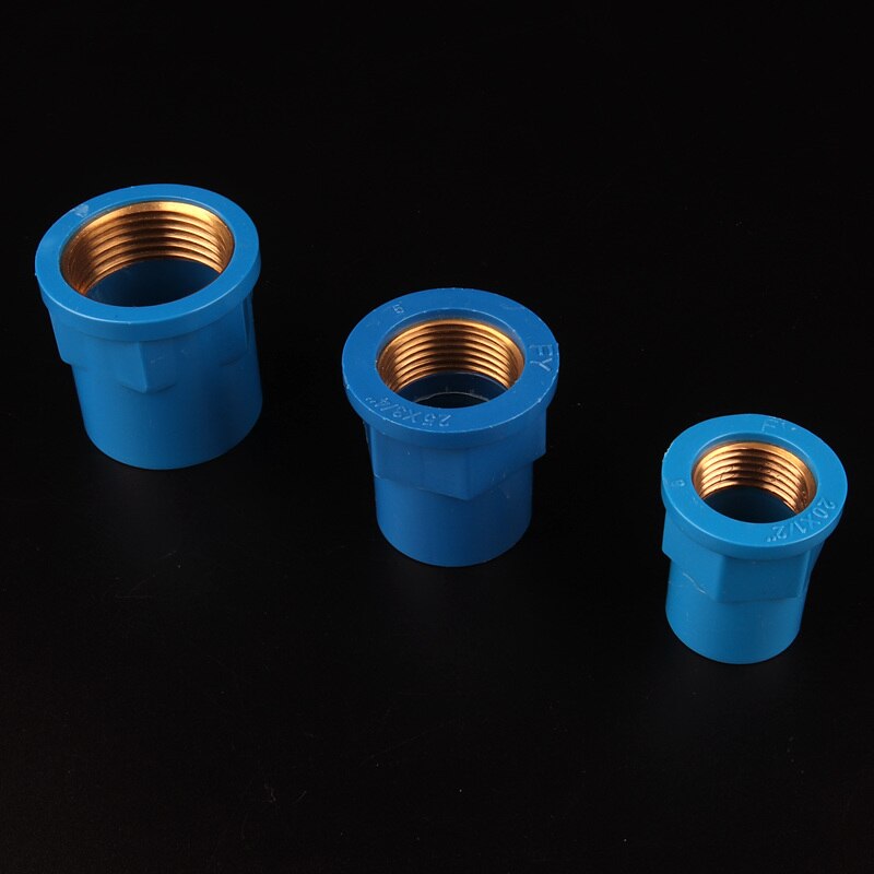 2pcs 1/2, 3/4, 1Inch PVC Brass Straight Connectors Metal Female Thread PVC Joints for Home Garden Irrigation