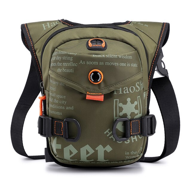 Bolso de pierna al aire libre para hombre, riñonera de poliéster de gran dureza para el muslo, multifunción, con cremallera, bandolera para la cintura: Verde militar