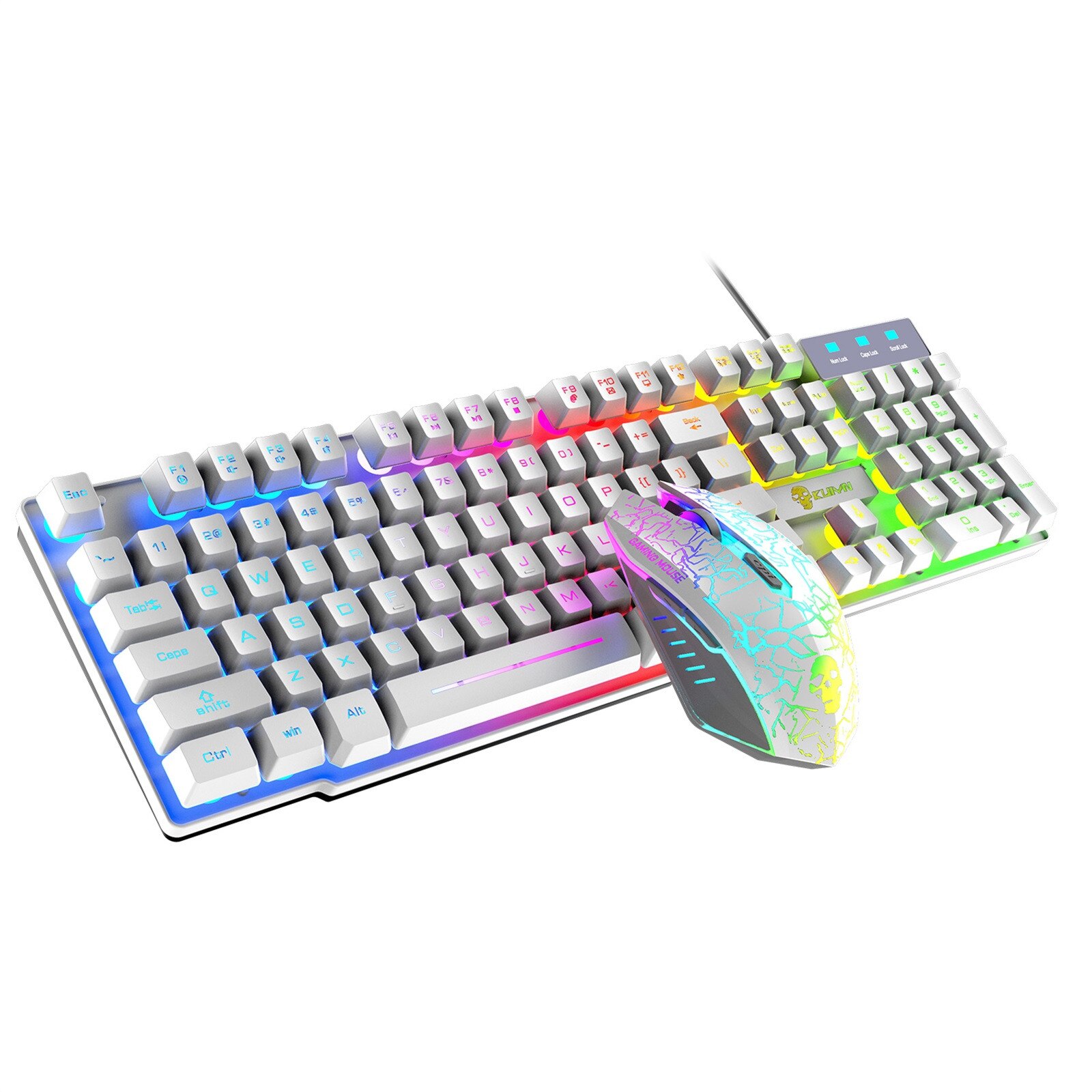 T6 Rainbow Rgb Multi Backlight Usb Wired Gaming Keyboard Mouse Pad Set Support And: B
