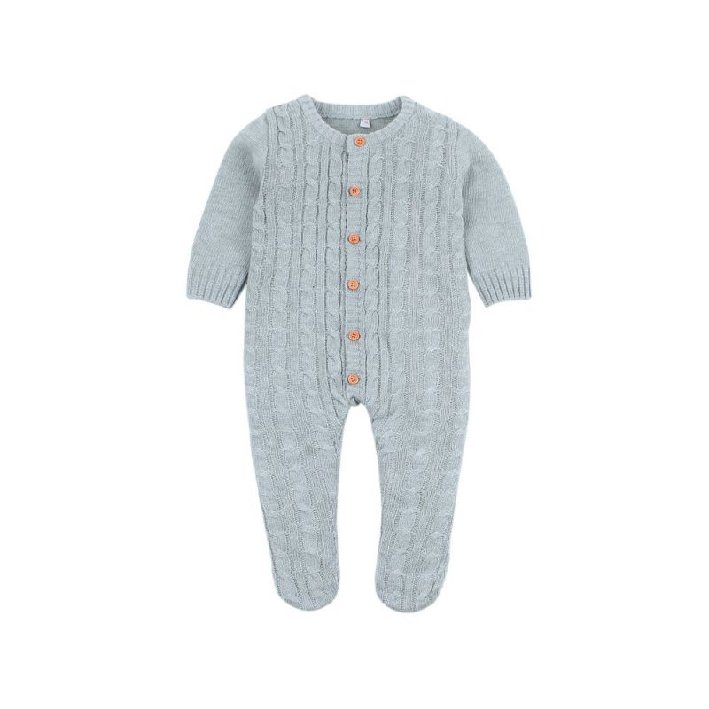 Herfst Baby Baby Meisjes Lange Mouw Gebreide Solid Print Rompertjes Kinderen Jongens Bodysuit Jumpsuit: Grijs / 3M