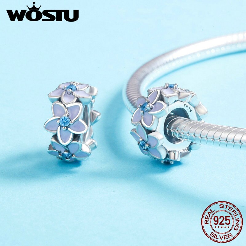 WOSTU-collier en argent Sterling 925, breloques de marguerites chérie, breloques d'espacement, originale, bijou