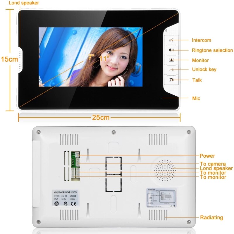 Video Deur Intercom Kit Bedraad Video Deurbel Telefoon Regendicht Call Panel Ir Camera Voor Huis Villa Building Appartement