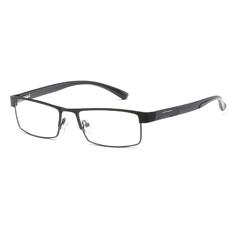 Rbenn metal frame men óculos de leitura do vintage negócios hyperopia eyewear masculino óculos de leitura + 1.25 1.75 2.75 3.75 5.0 6.0: +100 / Black