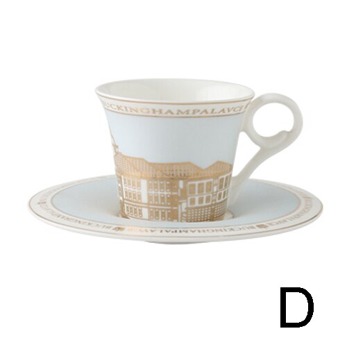 Europese Bone China Koffie Set Thee Kop En Schotel Set Retro Koffiekopje Porselein Koffie Reizen Cup Drinkware J: Black