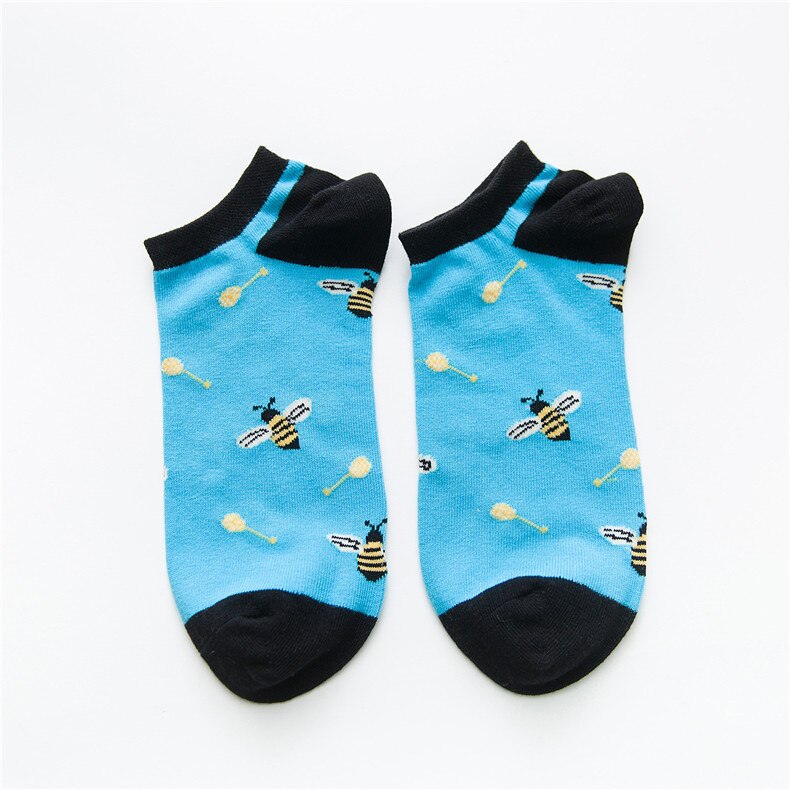Söta strumpor kvinnor sommar tecknad tryckt bomull korta roliga strumpor män glada ankel unisex strumpor meias calcetines: Bi / 39-44 euro usa 7-9.5