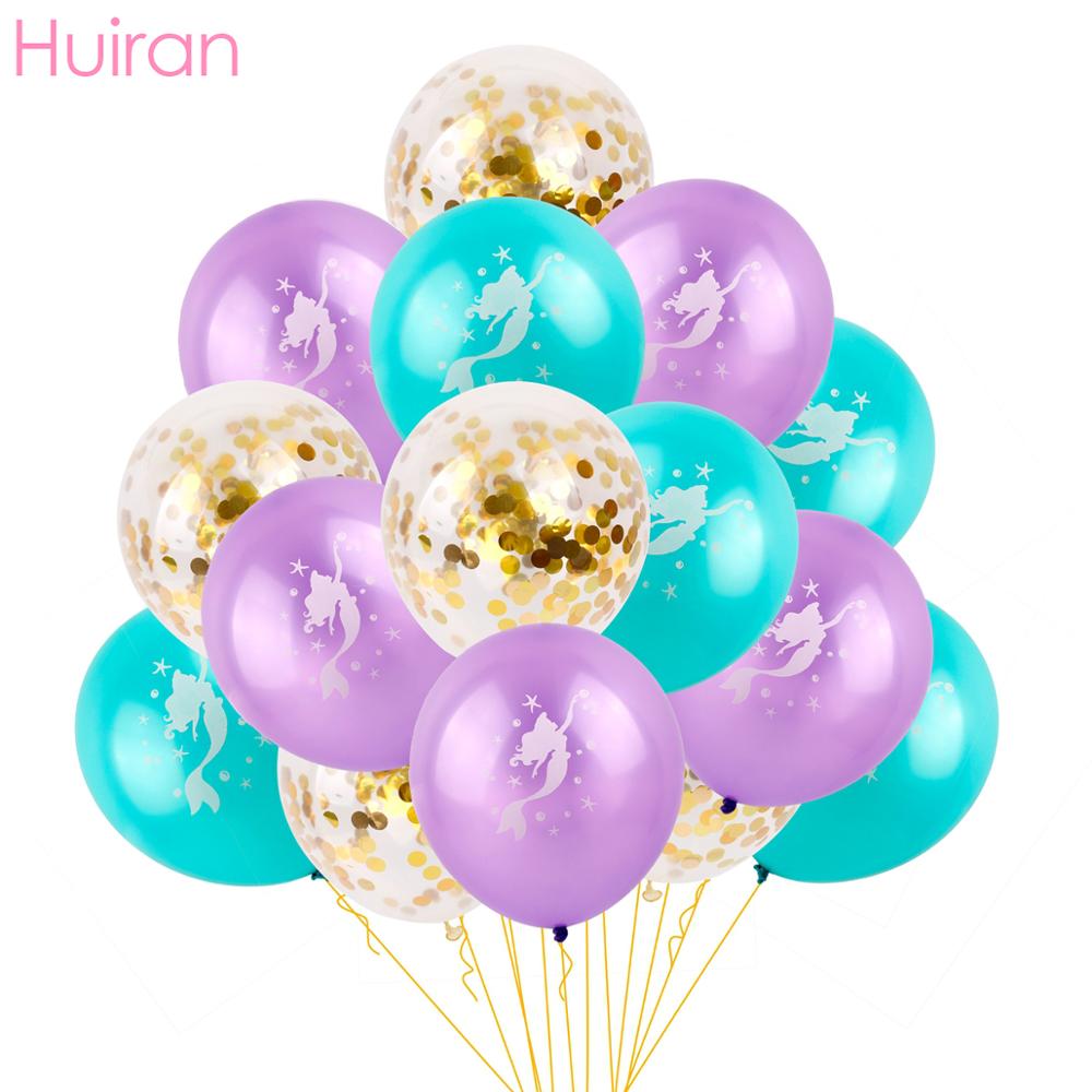 Huiran Mermaid Balloon Happy Birthday Ballon Little Mermaid Birthday Party Decor Kids Balloons Foil Baloon Giant Balony Balon