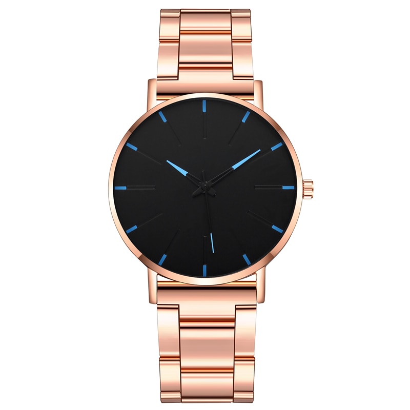 Men's Steel Watch Simple Ultra-Thin Quartz Watch Watch Casual Wristwatch Business Watch Clock: rose gold blue
