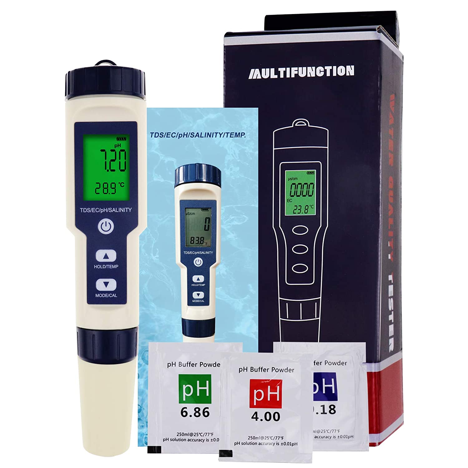 3/4/5/7 In 1 7 In 1 Ph/Tds/Ec/Orp/Zoutgehalte/S. G/Temperatuur Meter C-600 Water Quality Tester Voor Drinkwater, Aquaria: 5 IN 1