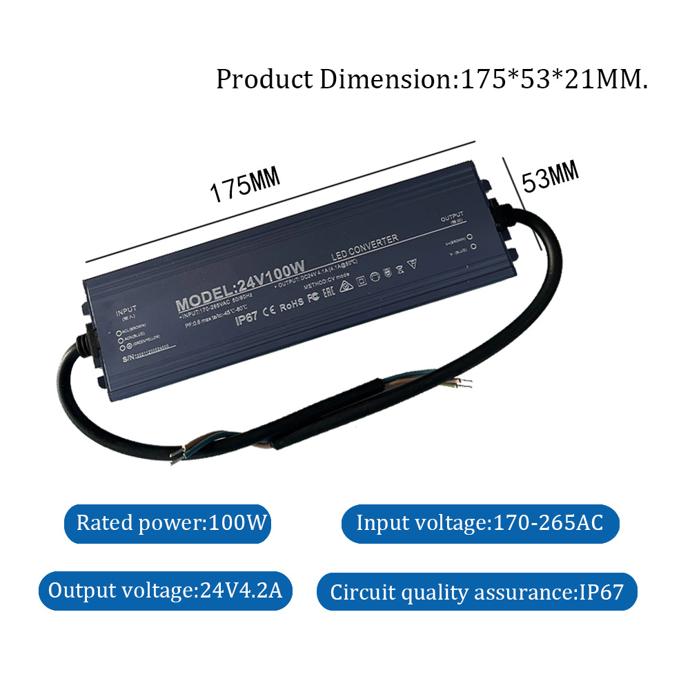12v 24v strømforsyning 10w - 400w 500w 12 24 volt transformator  ac 220v til  dc 12v 24v utendørsbelysning  ip67 vanntett ledet-sjåfør