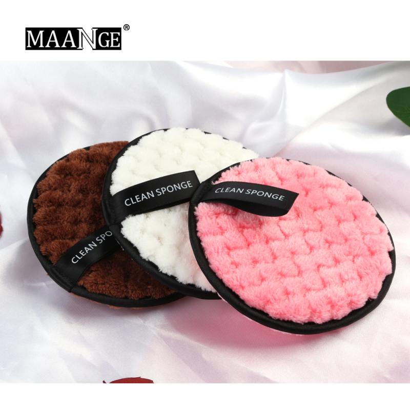 Rund form svamp kosmetisk puff dobbeltsidet flannelette rensemiddel makeup svamp kvinder skønhed hudpleje værktøjer maquiagem