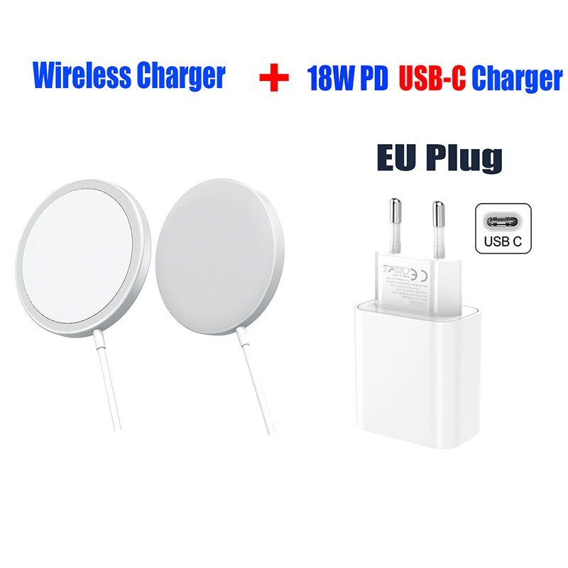 15W Magnet Wireless Charger for iPhone12 Pro Max Mobile Phone Magnetic Charger Magsafe For iPhone 12 Mini: EU Plug