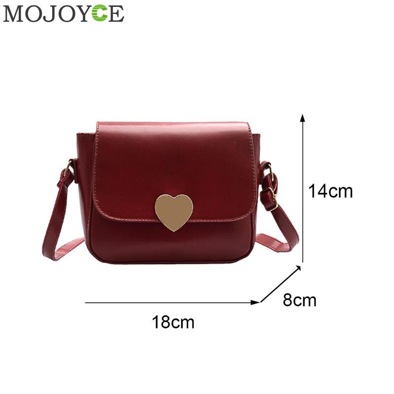 Moda de couro do plutônio ombro saco do mensageiro das mulheres cor sólida crossbody satchel sacos retro metal amor fivela pequenas bolsas