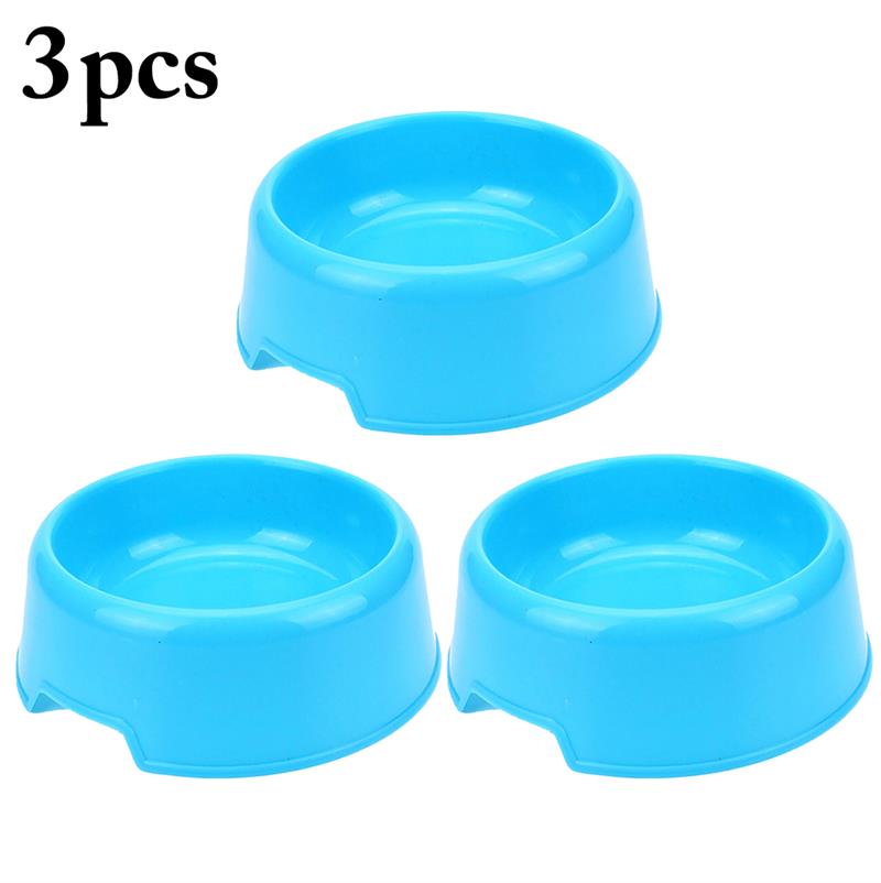 Bol en plastique à usages multiples pour chien, 3 pièces, forme ronde, bol d'alimentation pour animaux de compagnie: blue
