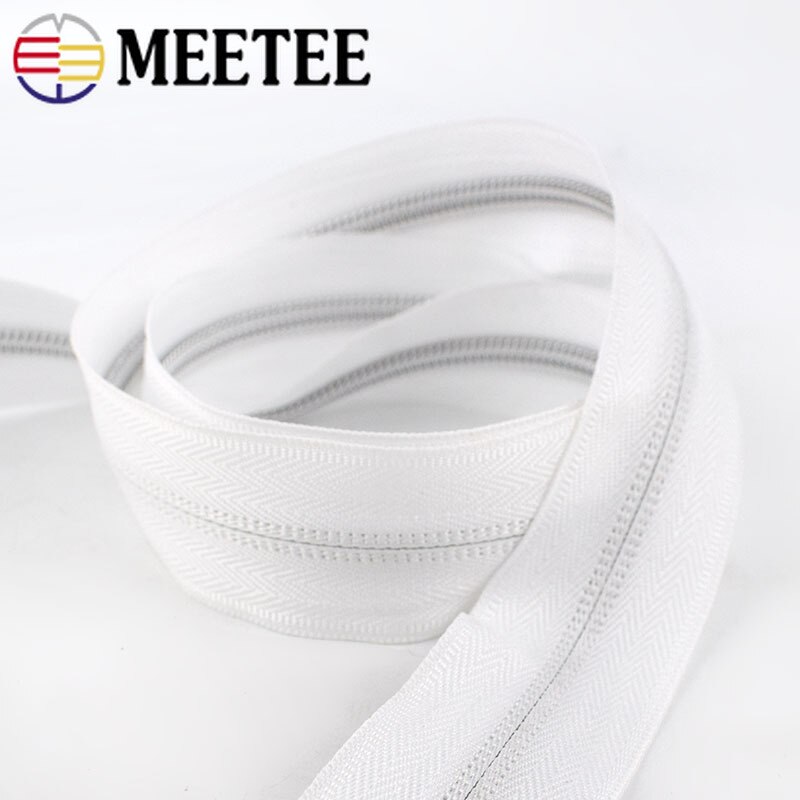 4/8M Meetee Nylon Code Laden Rits Zilveren Tand Spoel Rits Voor Naaien Diy Open Einde Zakken sport Kledingstuk Accessoires ZA030