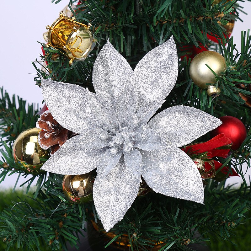 15cm paillettes fleur de soie artificielle grande tête de fleur ornements d'arbre de noël bricolage Scrapbooking décoration pour le nouvel an décor de noël: B